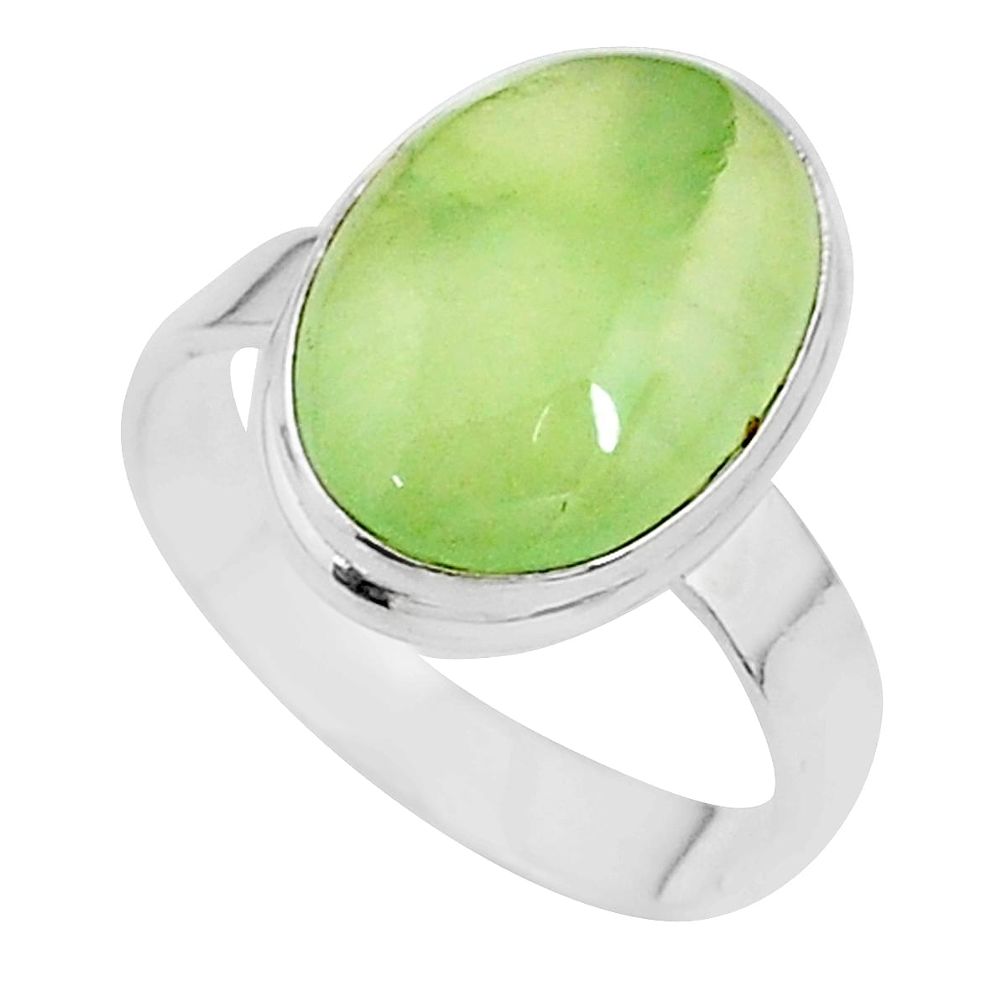 9.95cts solitaire natural green prehnite 925 sterling silver ring size 11 t17785