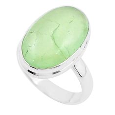 10.49cts solitaire natural green prehnite 925 sterling silver ring size 6 u47697