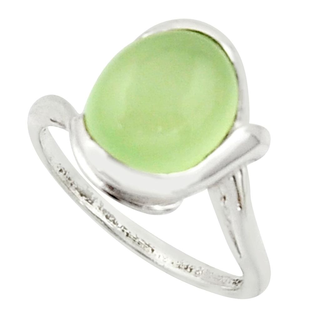 5.11cts solitaire natural green prehnite 925 sterling silver ring size 7 r40813