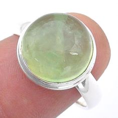 6.70cts solitaire natural green prehnite 925 sterling silver ring size 8 u60929