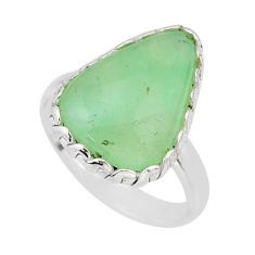 11.23cts solitaire natural green prehnite 925 sterling silver ring size 8 y66622