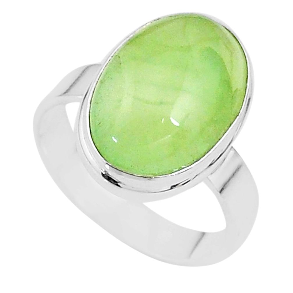 10.01cts solitaire natural green prehnite 925 sterling silver ring size 9 t17781