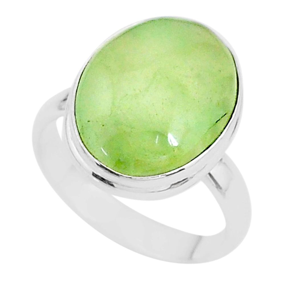 12.83cts solitaire natural green prehnite 925 sterling silver ring size 9 t17784