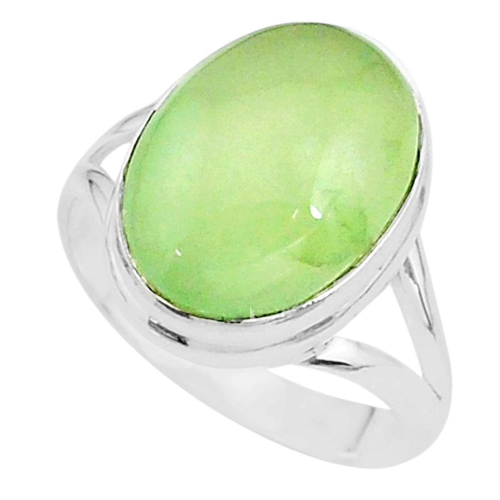 9.63cts solitaire natural green prehnite 925 sterling silver ring size 9 t17787