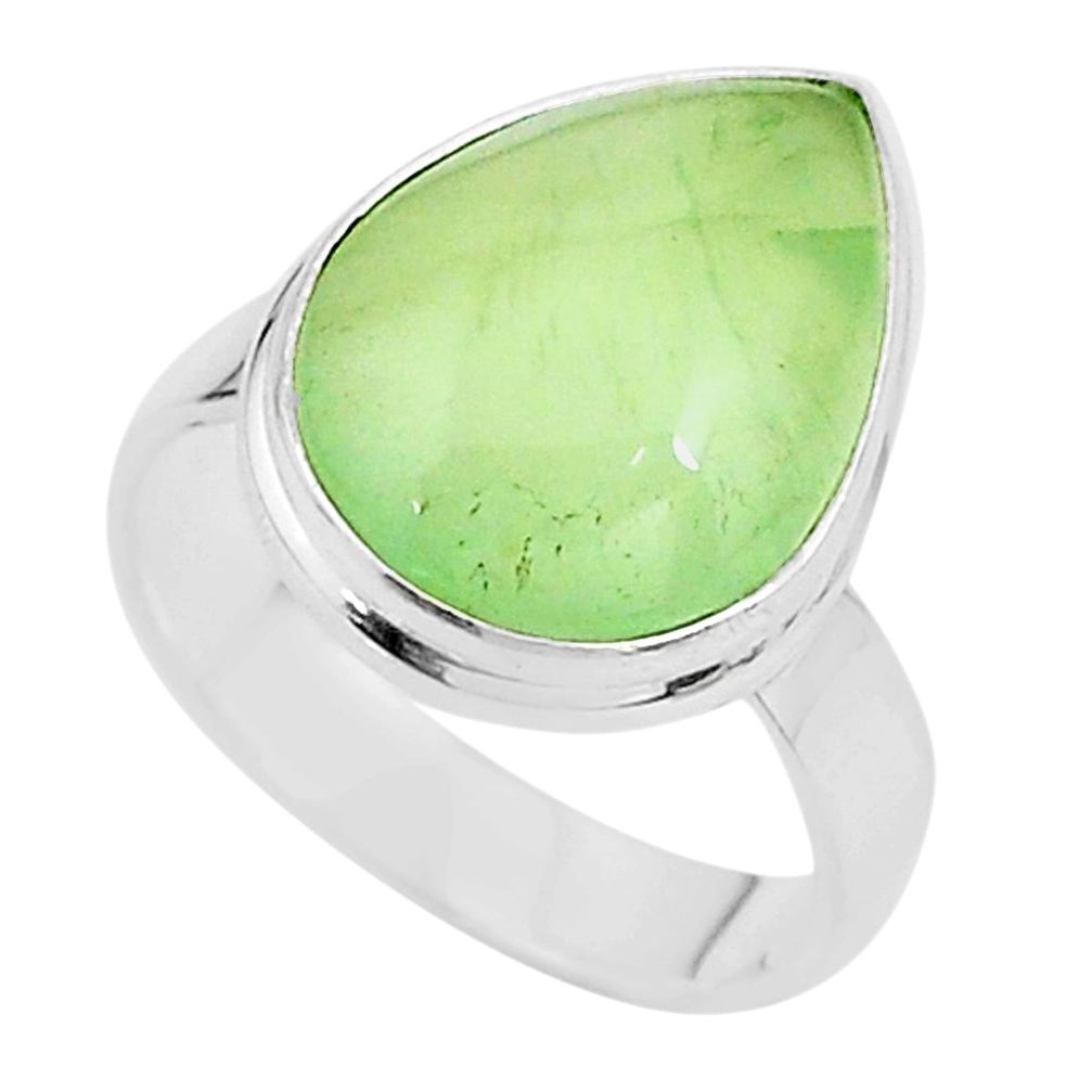 11.89cts solitaire natural green prehnite 925 sterling silver ring size 9 t17789
