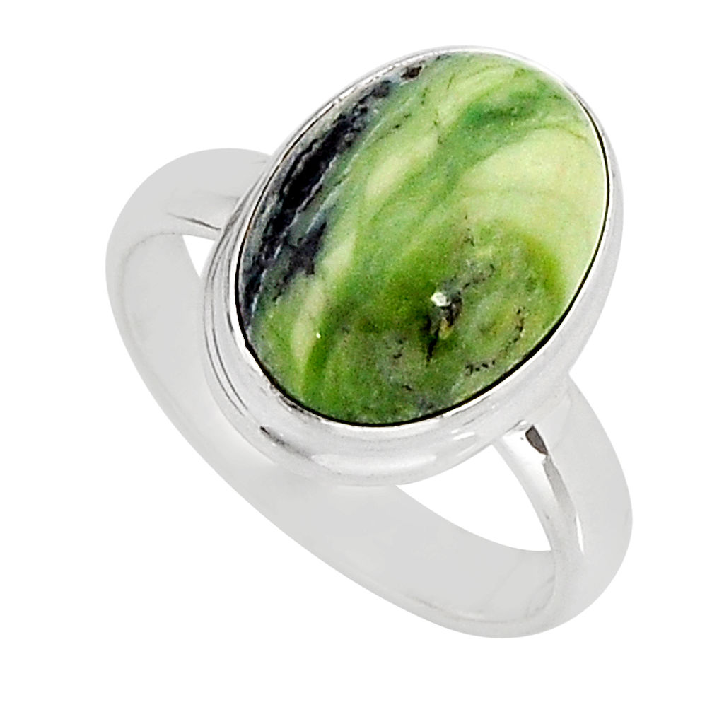 6.27cts solitaire natural green swiss imperial opal silver ring size 7 y75125
