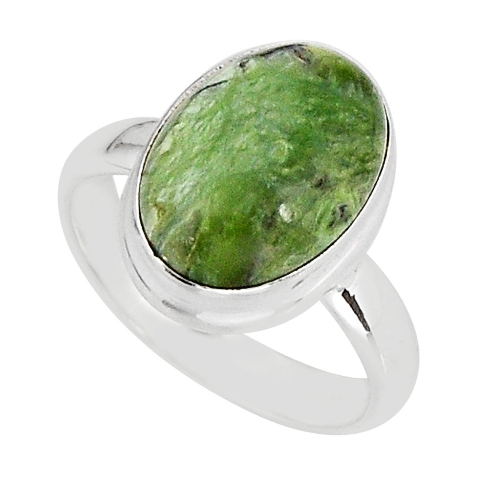 6.24cts solitaire natural green swiss imperial opal silver ring size 7 y75129