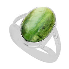 5.96cts solitaire natural green swiss imperial opal silver ring size 7 y77637