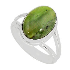 6.48cts solitaire natural green swiss imperial opal silver ring size 9 y75130