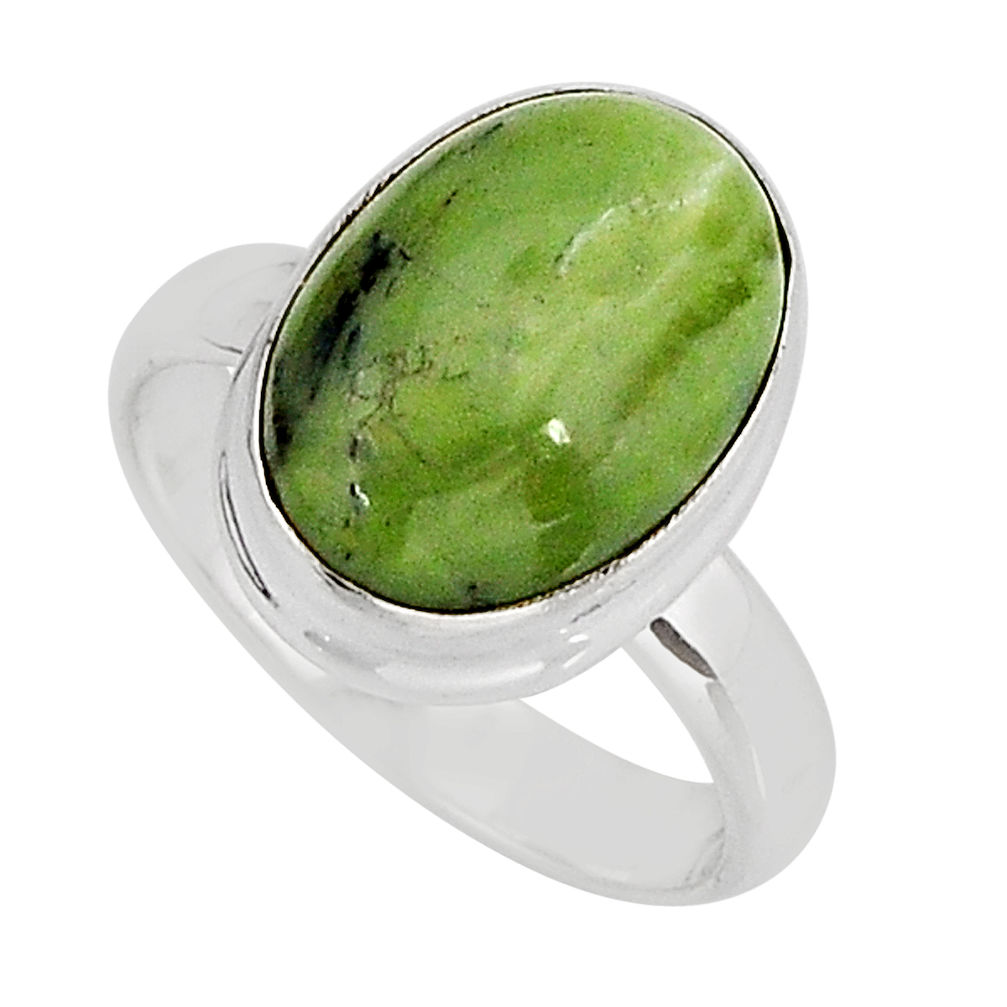 6.55cts solitaire natural green swiss imperial opal silver ring size 6.5 y75126