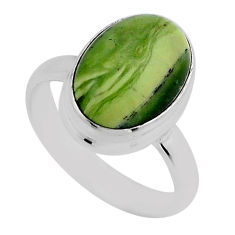 6.55cts solitaire natural green swiss imperial opal silver ring size 7.5 y81873