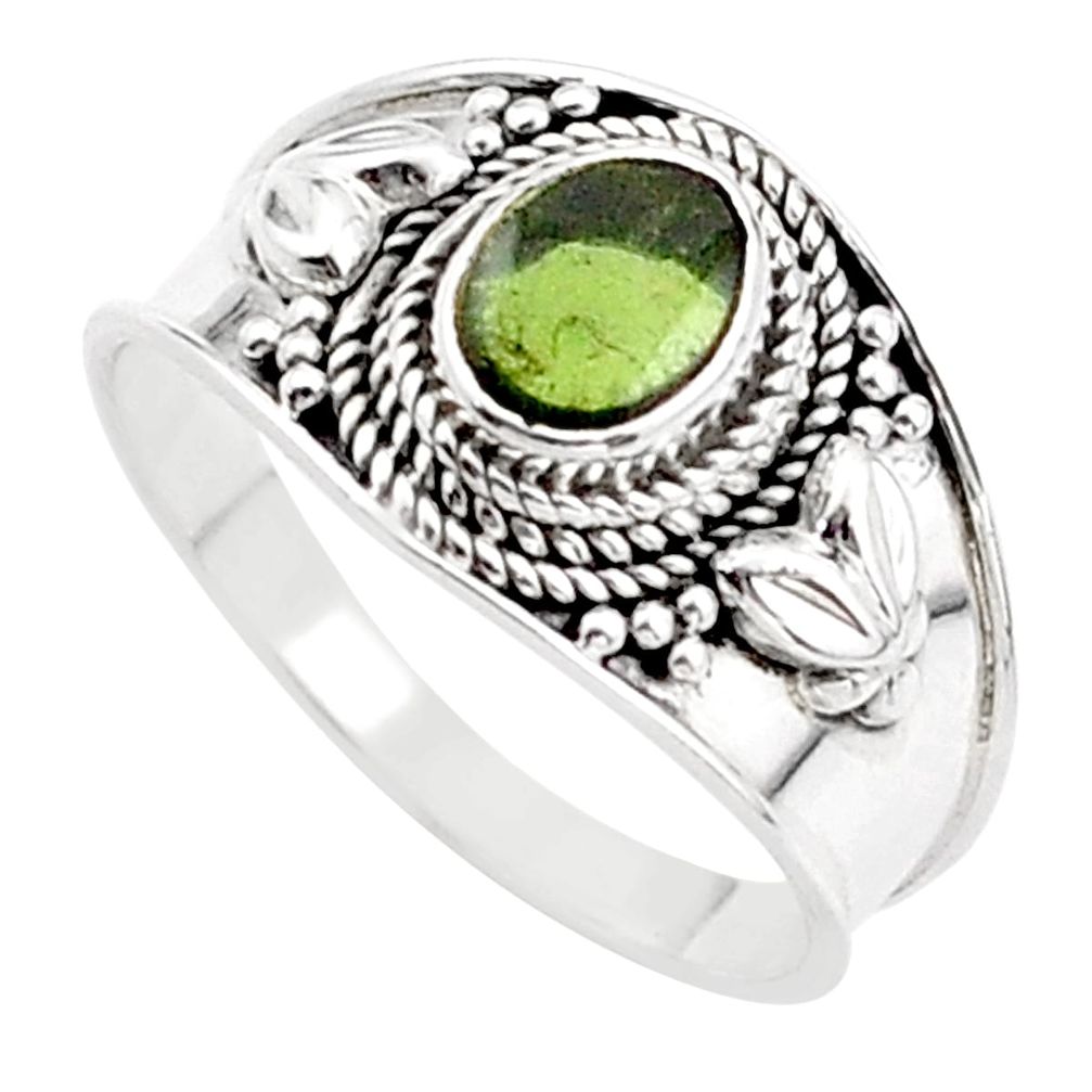 1.63cts solitaire natural green tourmaline 925 silver ring jewelry size 9 t63095