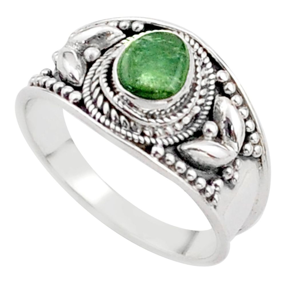 1.74cts solitaire natural green tourmaline 925 silver ring size 8 t63036