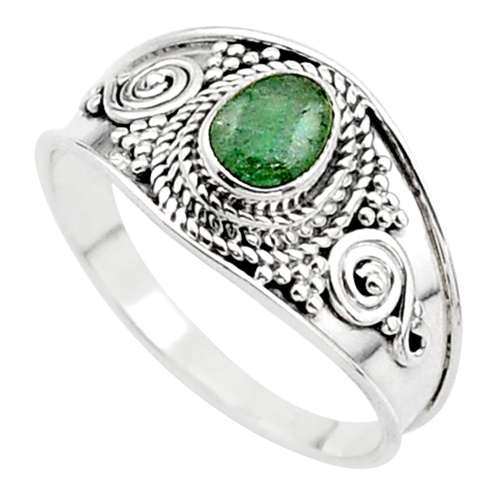 1.14cts solitaire natural green tourmaline 925 silver ring size 9 t63042