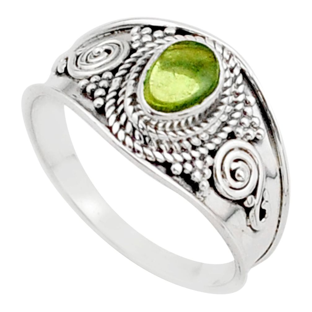 1.14cts solitaire natural green tourmaline 925 silver ring size 8.5 t63035