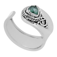 0.73cts solitaire natural green tourmaline silver adjustable ring size 7 n35389