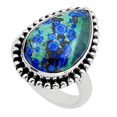 7.67cts solitaire natural green turquoise azurite 925 silver ring size 5 y82266