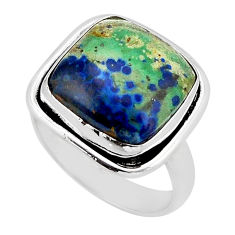 11.58cts solitaire natural green turquoise azurite 925 silver ring size 8 y72012