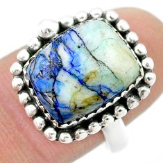 7.94cts solitaire natural green turquoise azurite 925 silver ring size 9 u39368