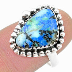 9.88cts solitaire natural green turquoise azurite silver ring size 8.5 u39361