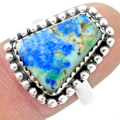 9.88cts solitaire natural green turquoise azurite silver ring size 8.5 u39373