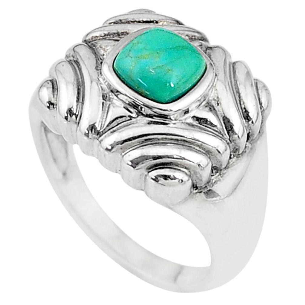 1.28cts solitaire natural green turquoise tibetan 925 silver ring size 7 t10335