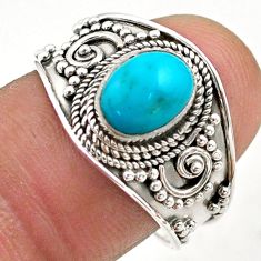 2.21cts solitaire natural green turquoise tibetan 925 silver ring size 8 t75457