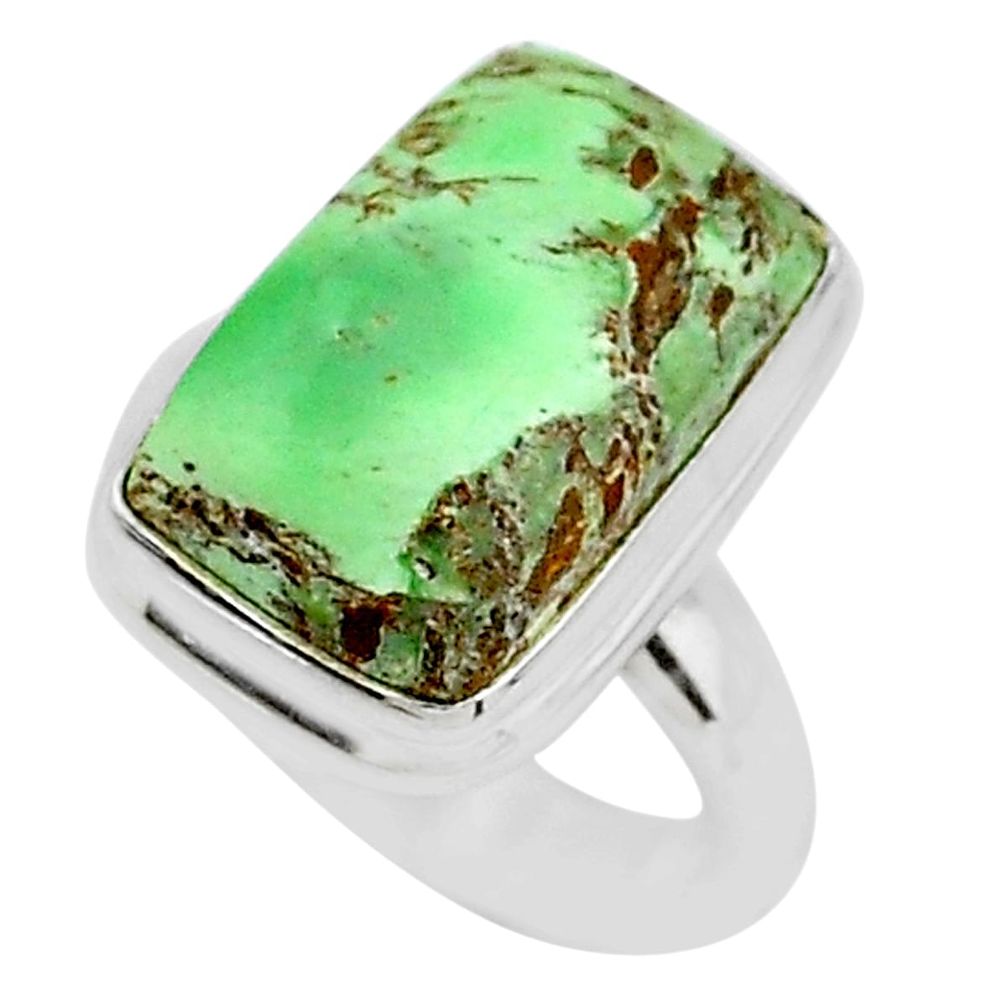 11.19cts solitaire natural green variscite 925 silver ring size 6.5 t10341