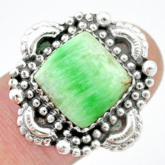 7.41cts solitaire natural green variscite 925 silver ring size 8.5 u39461
