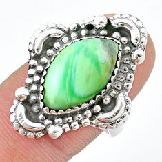 6.92cts solitaire natural green variscite 925 silver ring size 8.5 u39481