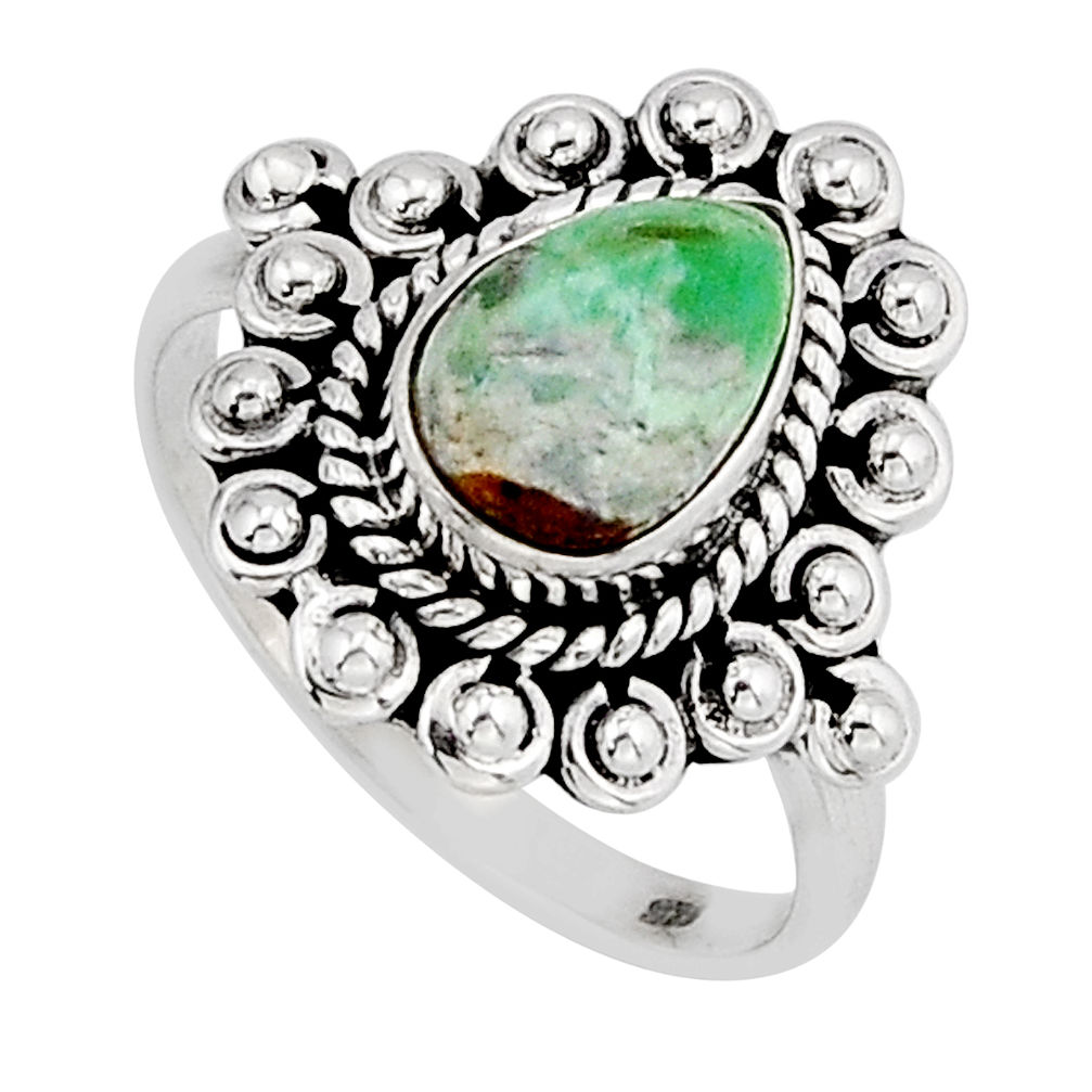 2.02cts solitaire natural green variscite 925 sterling silver ring size 7 y69349