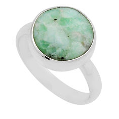 5.79cts solitaire natural green variscite 925 sterling silver ring size 8 n19975
