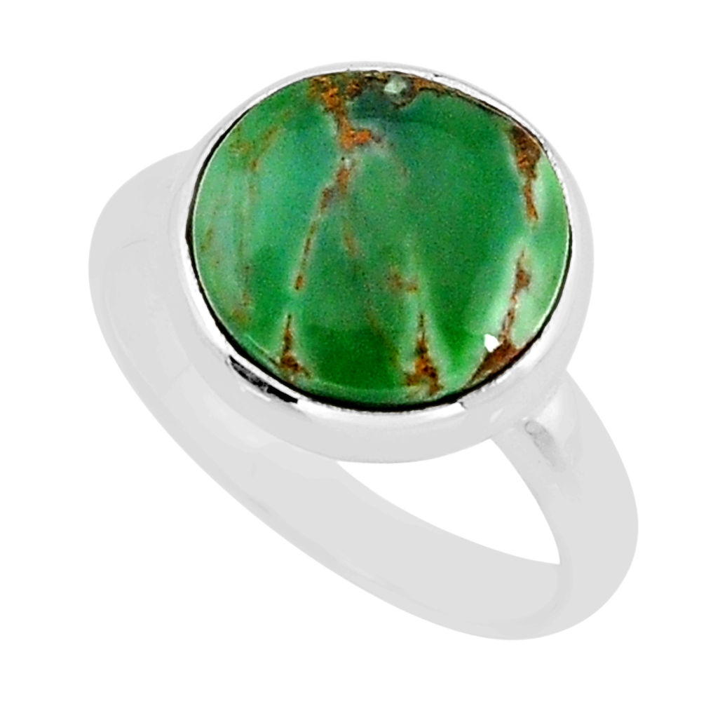 5.16cts solitaire natural green variscite 925 sterling silver ring size 8 y64660