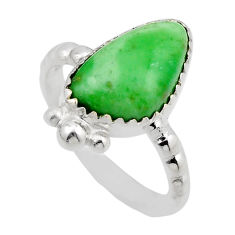 6.27cts solitaire natural green variscite fancy 925 silver ring size 7.5 y88574