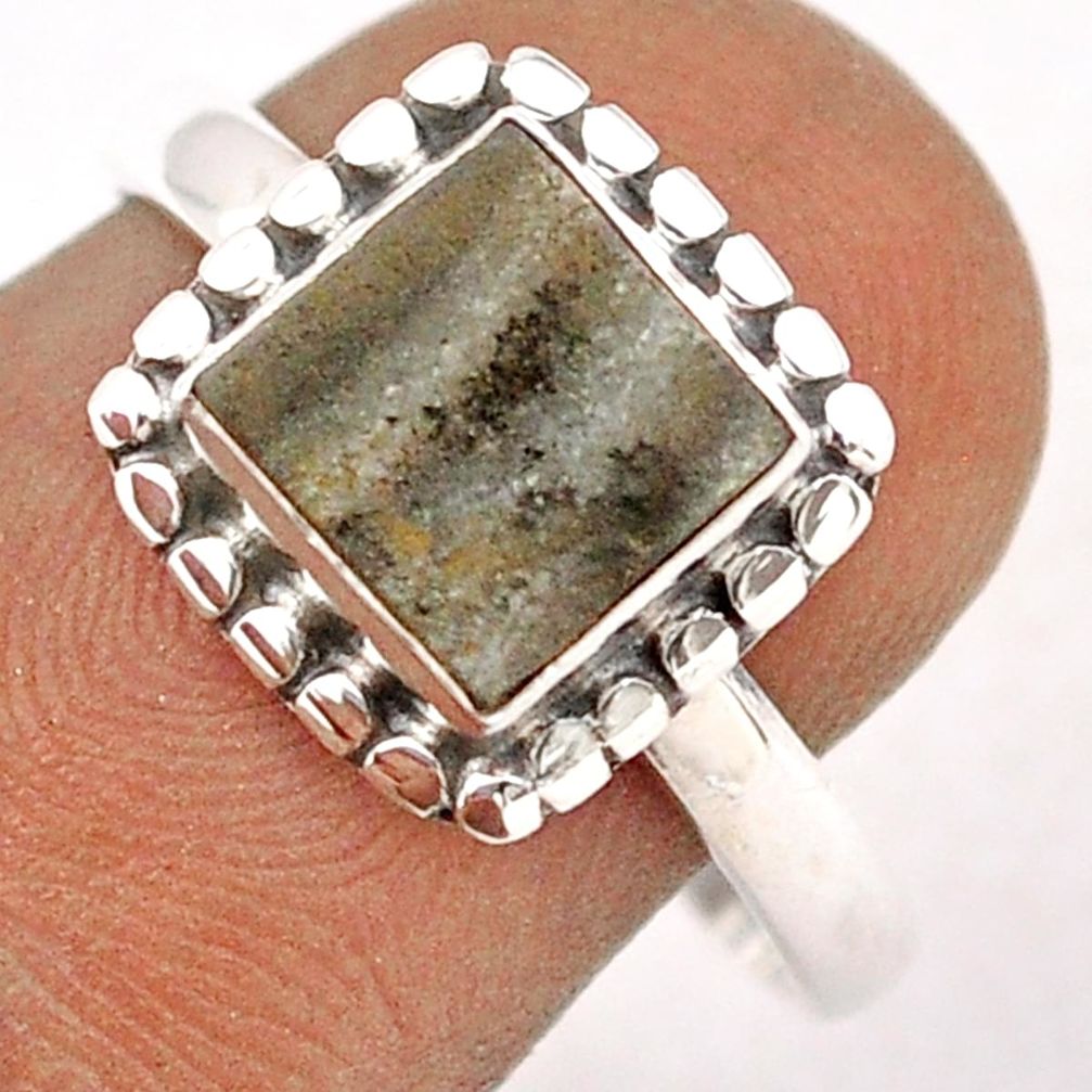 2.47cts solitaire natural grey desert druzy 925 silver ring size 8 t87938