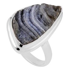 14.12cts solitaire natural grey desert druzy fancy silver ring size 10 n30772