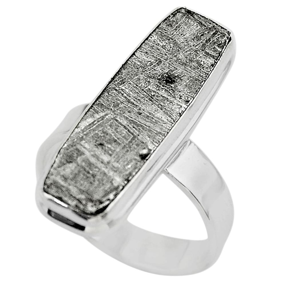 16.17cts solitaire natural grey meteorite gibeon 925 silver ring size 7 t29179