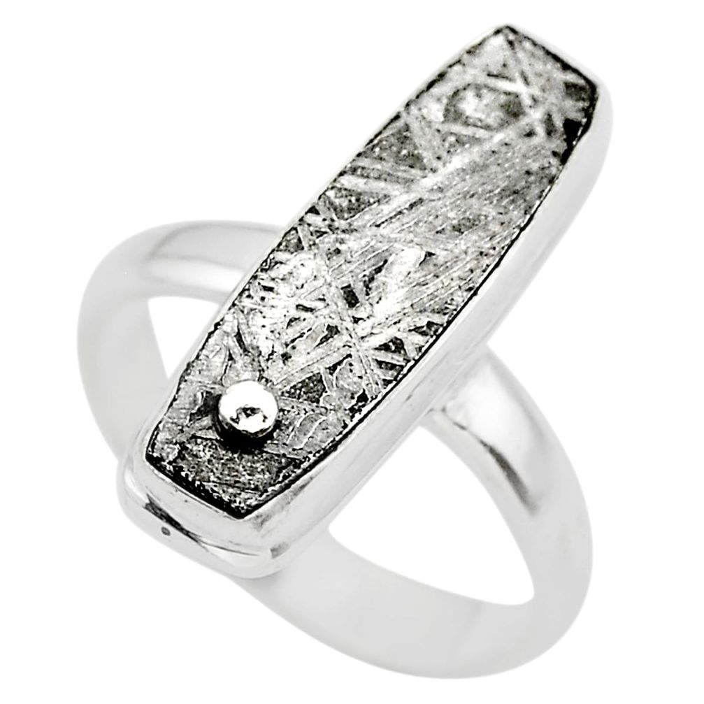 13.04cts solitaire natural grey meteorite gibeon 925 silver ring size 8 t29176