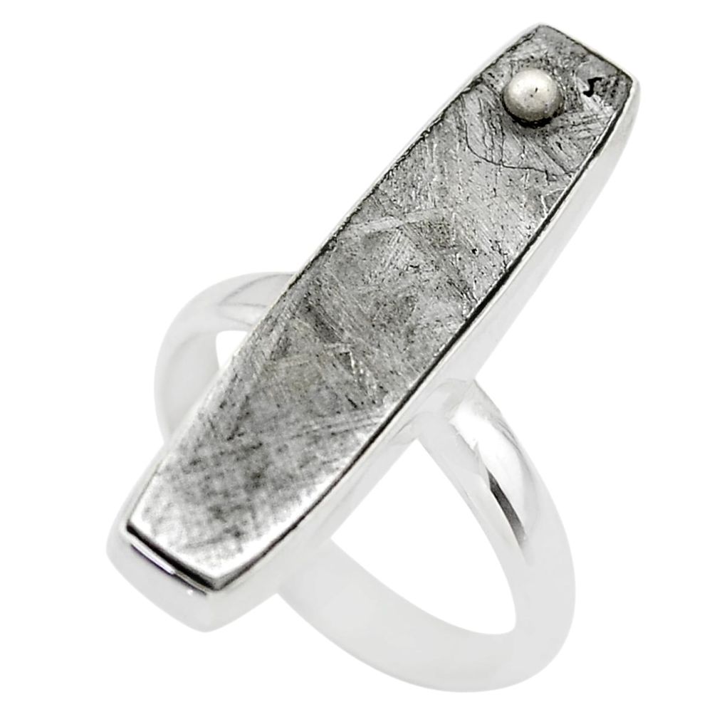 15.47cts solitaire natural grey meteorite gibeon 925 silver ring size 8 t29194