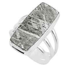 16.46cts solitaire natural grey meteorite gibeon 925 silver ring size 8 t29196