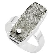 14.40cts solitaire natural grey meteorite gibeon 925 silver ring size 7.5 t29169