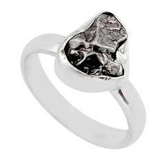 6.55cts solitaire natural grey meteorite gibeon fancy silver ring size 7 y85011