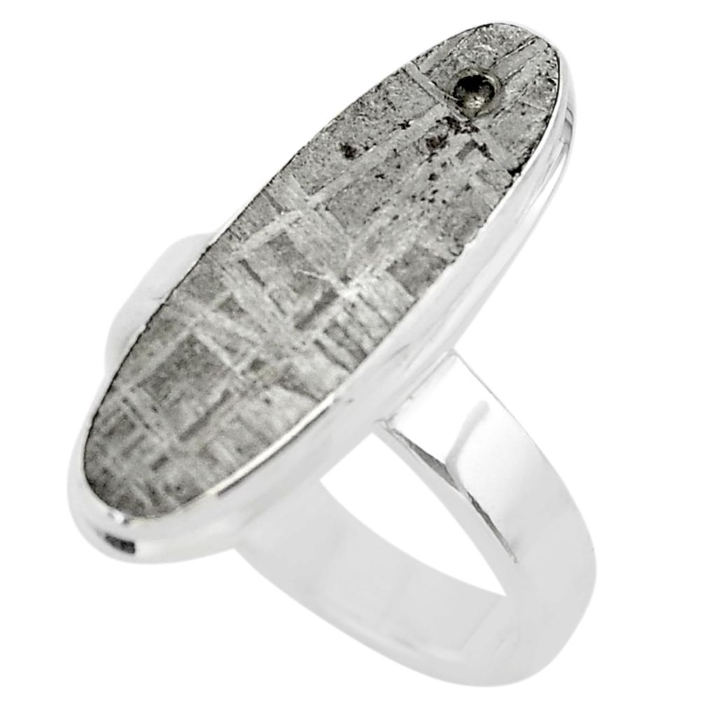 12.60cts solitaire natural grey meteorite gibeon oval silver ring size 8 t29170