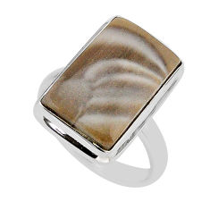 13.36cts solitaire natural grey striped flint ohio silver ring size 9.5 y66621