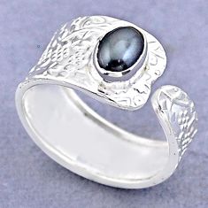 1.45cts solitaire natural hematite 925 silver adjustable ring size 7.5 t47414