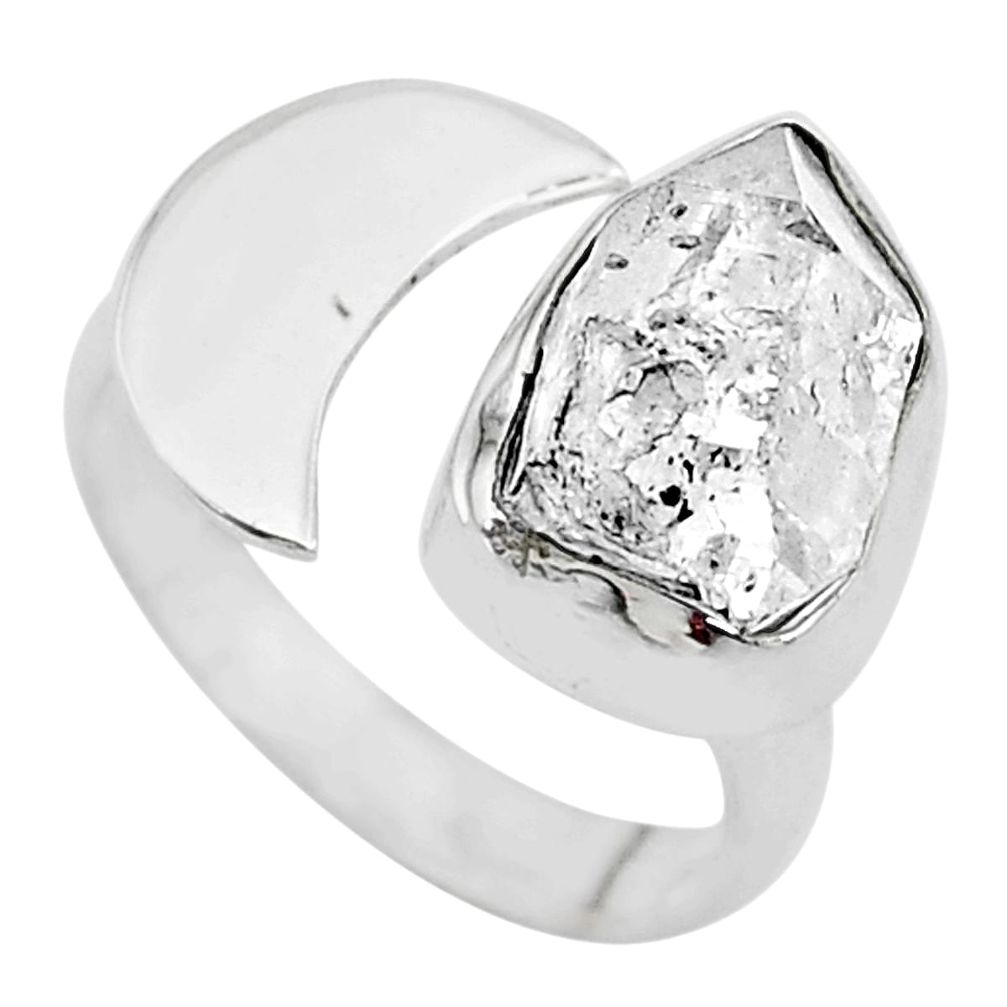 5.95cts solitaire natural herkimer diamond silver adjustable ring size 8 t10334