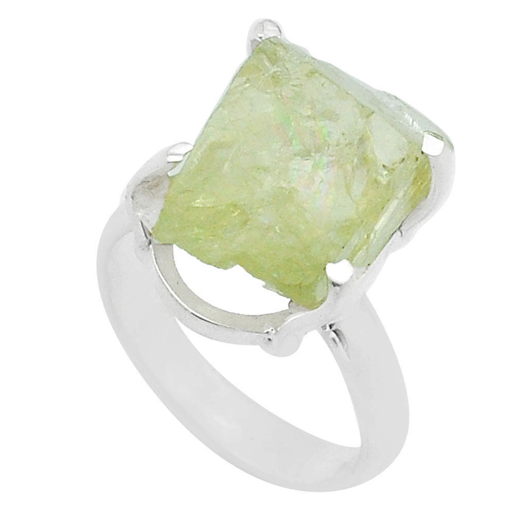 12.48cts solitaire natural hiddenite rough fancy 925 silver ring size 7 u61905