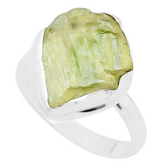 12.34cts solitaire natural hiddenite rough fancy 925 silver ring size 9 u61845
