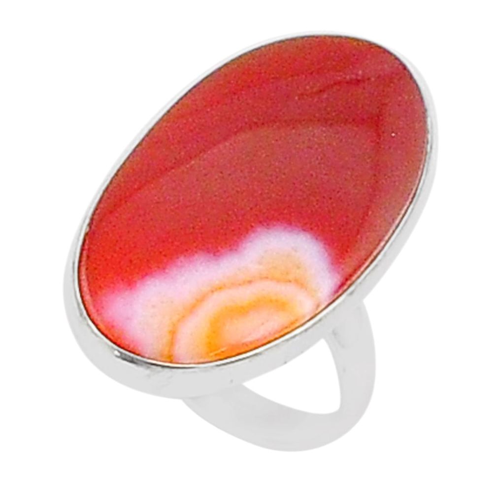 16.87cts solitaire natural honey botswana agate 925 silver ring size 8.5 u29862