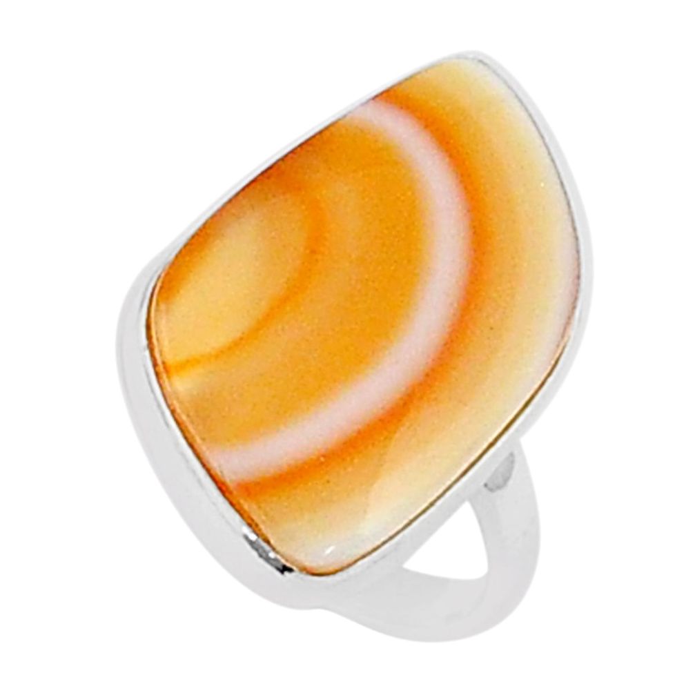 15.82cts solitaire natural honey botswana agate 925 silver ring size 8.5 u29865